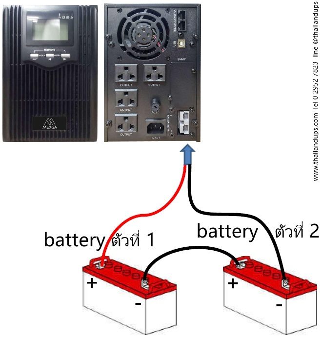 วิธีการต่อใช้ของ Leonics use-600con เชื่อมต่อกับ battery ภายนอก จำนวน 2 ลูก